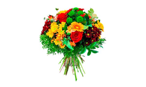 Ramo de Flores Naranja y Rojo