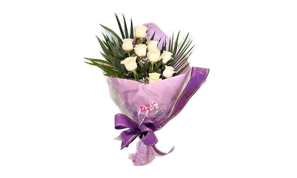 Ramo funerario de rosas con cinta