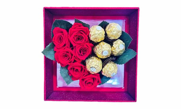 Corazón rosa eterna con Ferrero