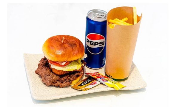 Burger The Shepherd + patatas + bebida