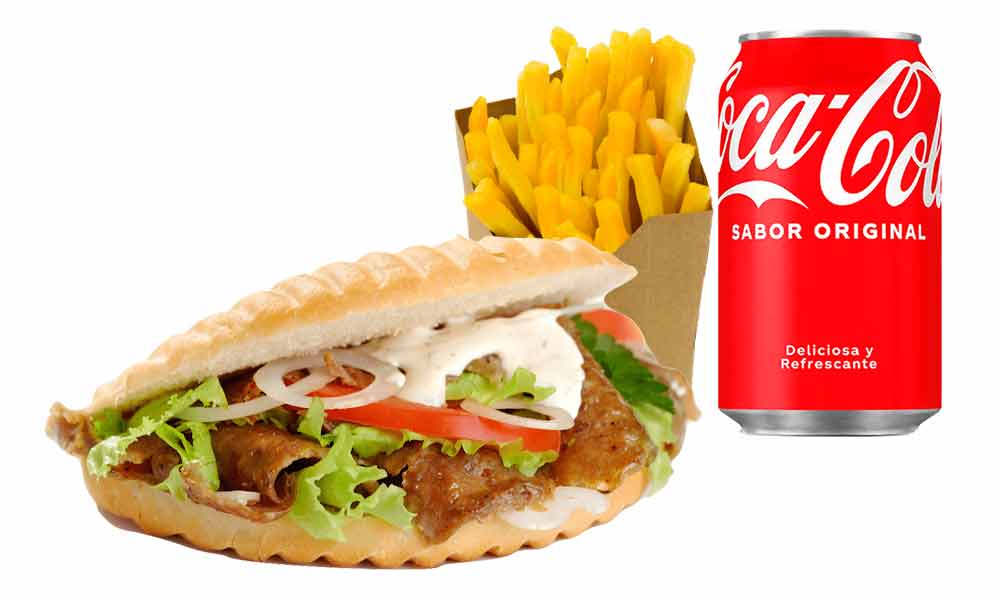 Menú: Kebab pita normal + patatas + bebida