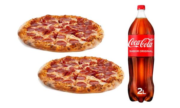 Oferta: 2 Pizzas Medianas + bebida 2L