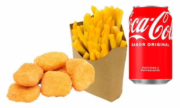 103. Nuggets de Pollo (6ud), patatas y bebida