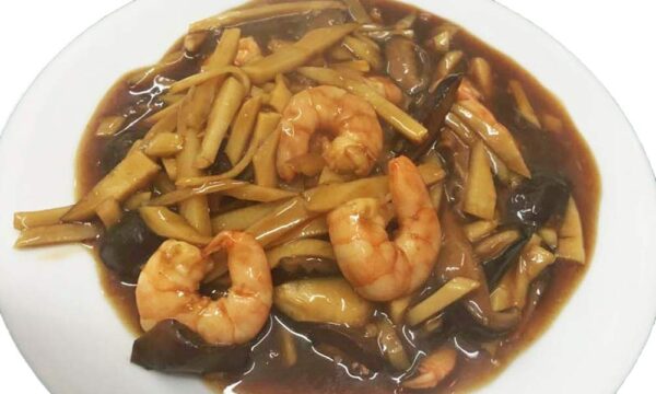 94. Gambas con bambu y seta china